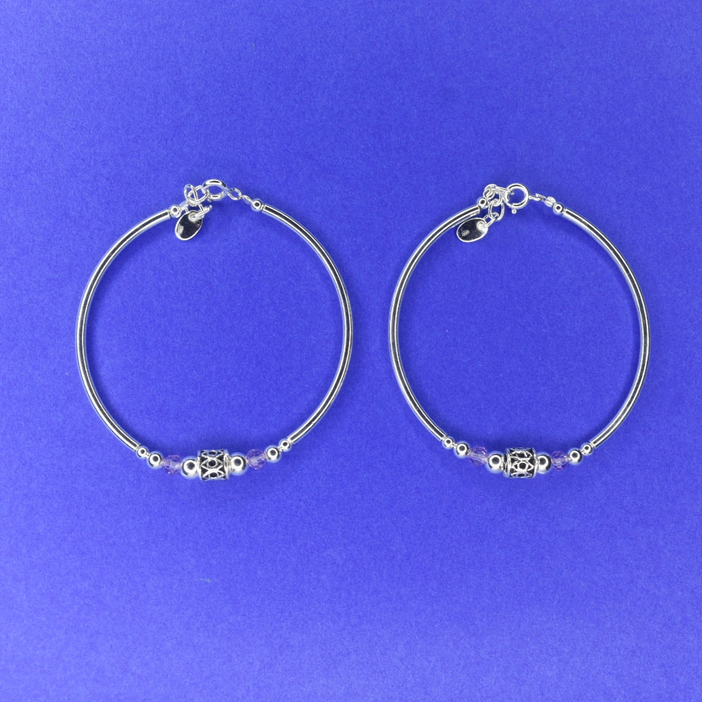 Stunning 92.5 Sterling Silver Bangles Set for Women
