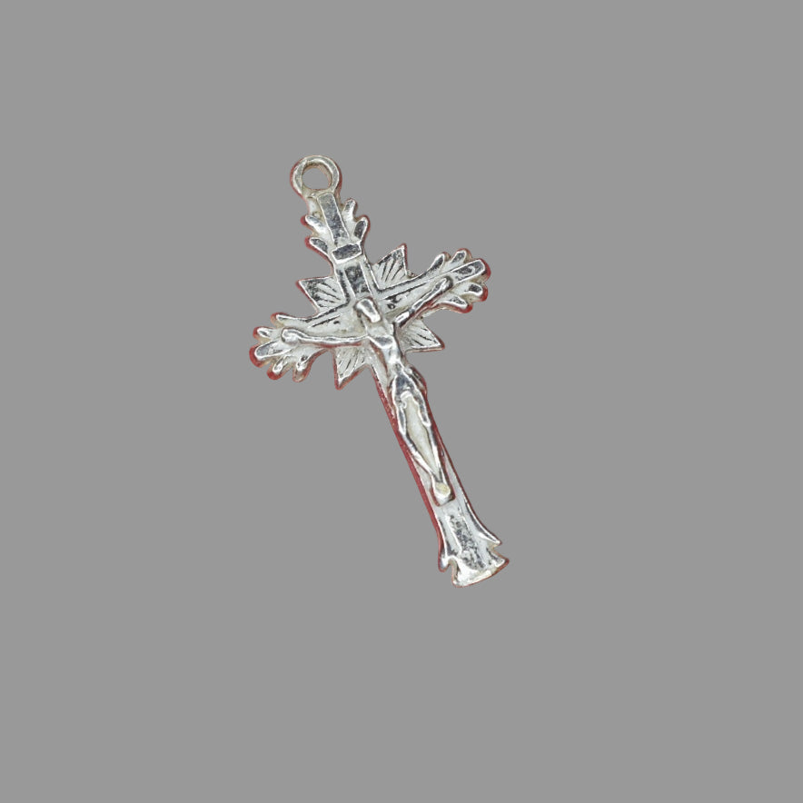 Sunburst Crucifix Silver Locket 