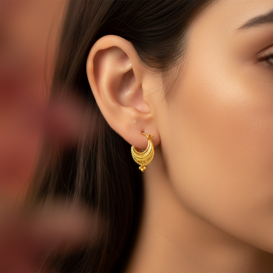 Temple Filigree Gold Hoop Earrings