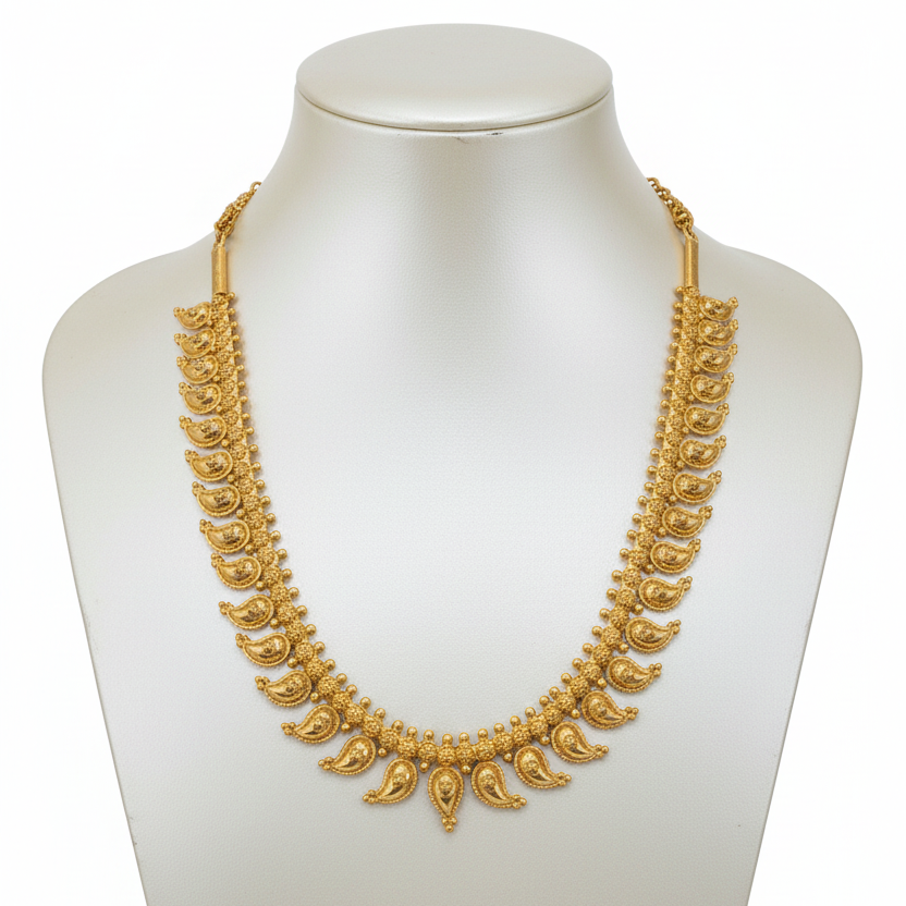 Traditional Gold Mango Mala Temple Necklace 