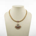 Traditional Kempu Naan Patti Necklace | 24K Gold Plated Temple Jewelry