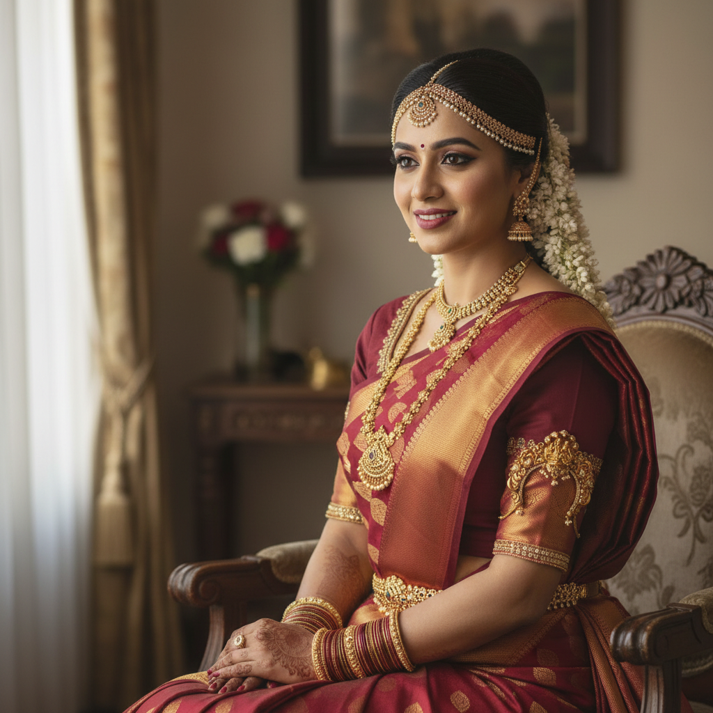 Woman wearing traditional Lakshmi vanki armlet