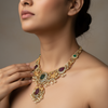 Traditional Pachi Bridal Haar - Ruby CZ Stones Long Necklace Set