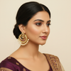 Uncut Diamond Chandbali Earrings - Traditional Polki Crescent Design