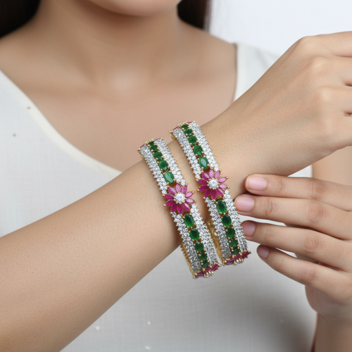 Vibrant American Diamond bangles By Asp Fashion Jewellery