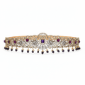 Victorian Purple Kundan Peacock Belt Vaddanam