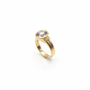 White CZ Solitaire Ring | 24K Gold Plated Statement Ring