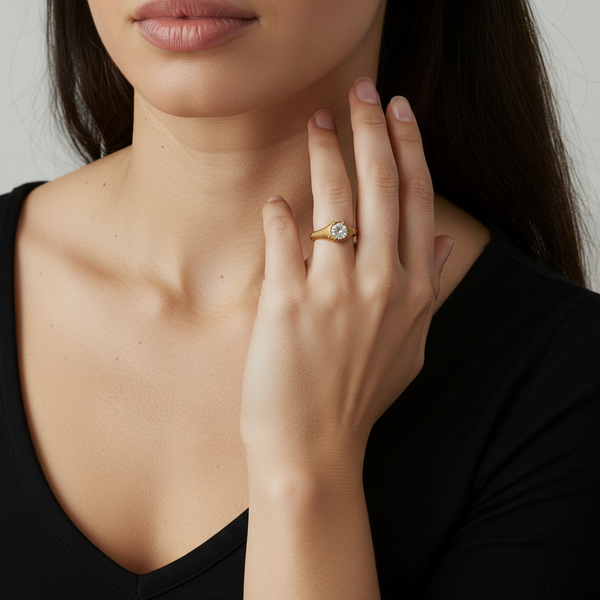 White Zircon Panchloha Ring - Unisex Anti-Tarnish