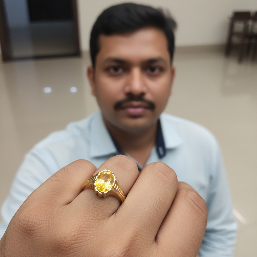 Yellow Sapphire Panchloha Ring - Men's Anti-Tarnish