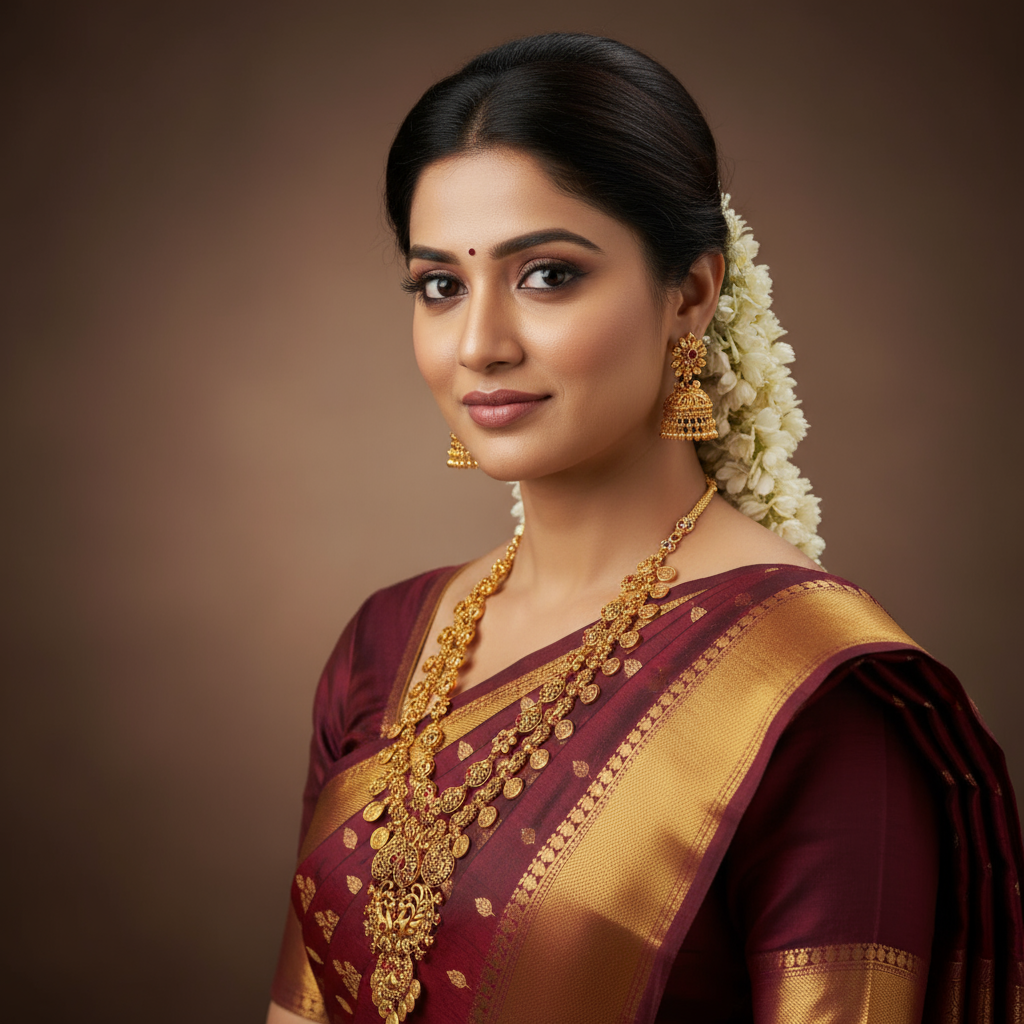 Uncut Diamond Kasu Mala - 24K Gold Plated Luxury Temple Necklace with Earrings