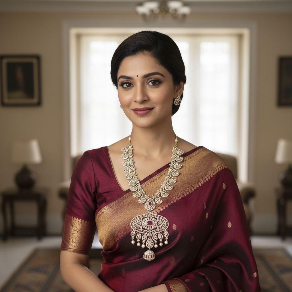 American Diamond Mango Haaram Necklace Lifestyle