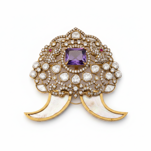 Amethyst Brooch White Background