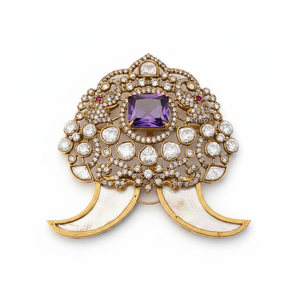 Amethyst Brooch White Background
