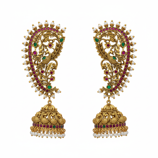 Antique finish ear cuff earrings white background