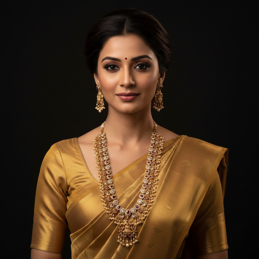 Antique Lakshmi Haram Set - Model Wear