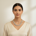 Asp Two Layer Solitaire Diamond Necklace -