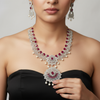 Gorgeous American Diamonds Mayuri Haar - Peacock Long Necklace Set