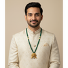 Antique Puligoru Locket with Emerald Beaded Necklace for Groom