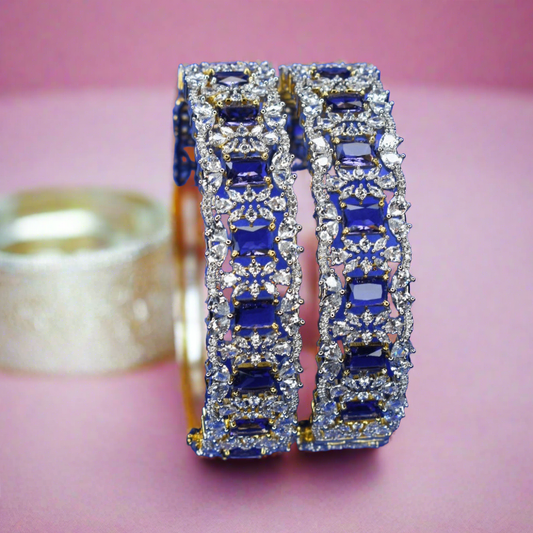 "Regal Elegance: Exquisite Purple American Diamonds Bangles Set"