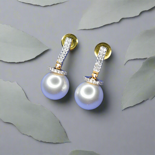Shimmering Beauty: Pearls Drops CZ Earrings for Elegant Glamour"