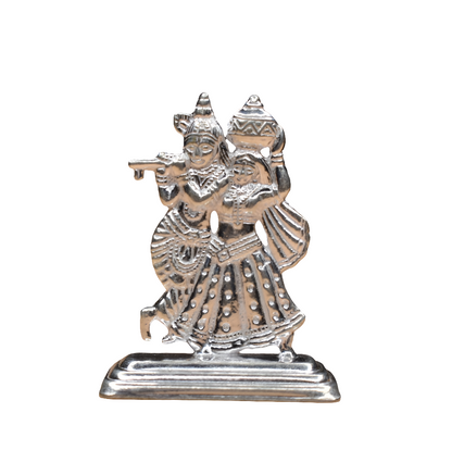 "Shining Devotion: The Timeless Beauty of a Pure Silver Radha Krishna Idol"