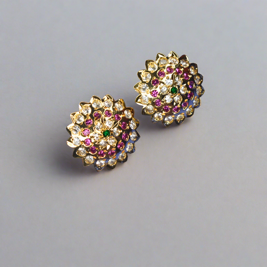 One Gram Gold Plated Kammalu Earrings - Traditional South Indian Daily Wear Studs