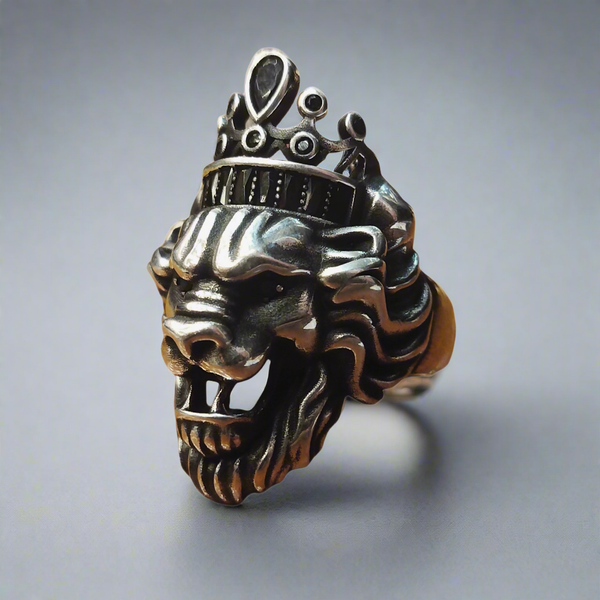 Asp Oxidized Sterling Silver Lion Ring Fit For Men