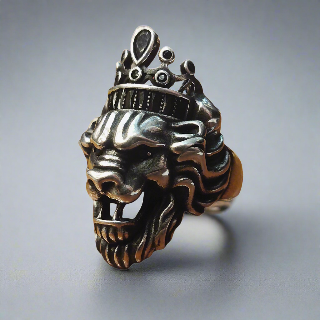 Asp Oxidized Sterling Silver Lion Ring Fit For Men