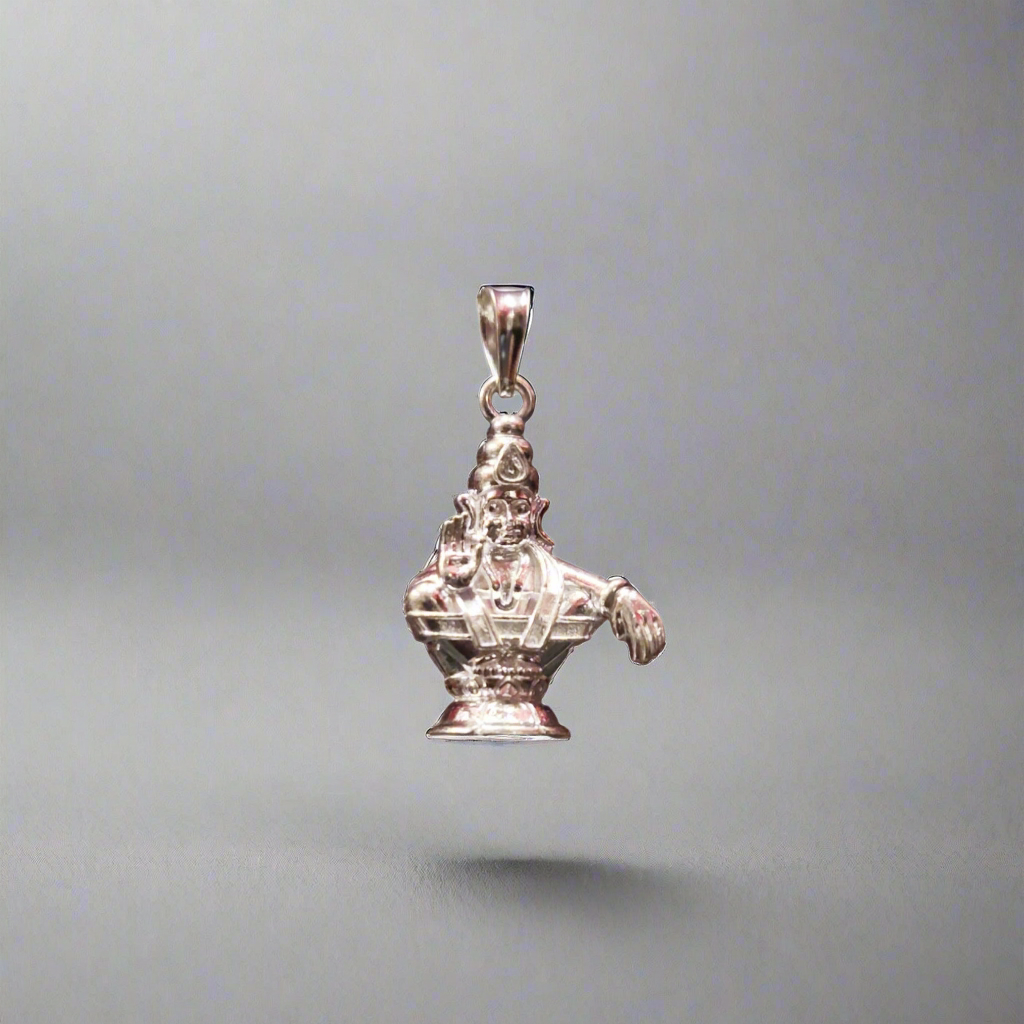 Pure Silver Ayyappan Swami Locket - 925 Sterling Silver Religious Pendant