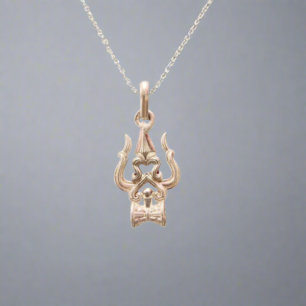 Silver Trishul Locket - 3.5cm Sacred Trident Pendant (3.5g)