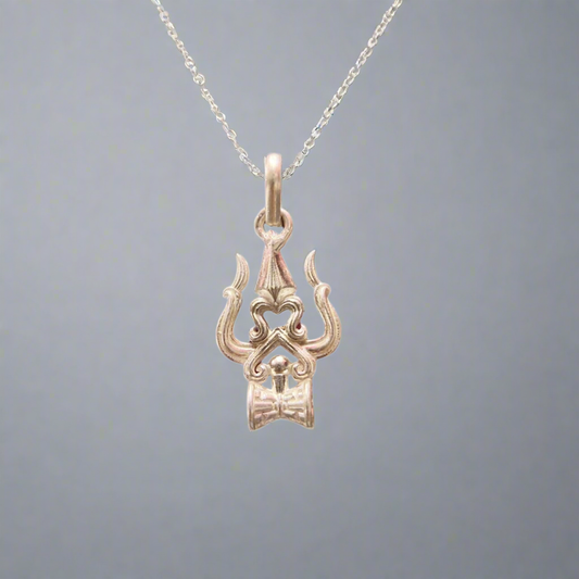 Silver Trishul Locket - 3.5cm Sacred Trident Pendant (3.5g)
