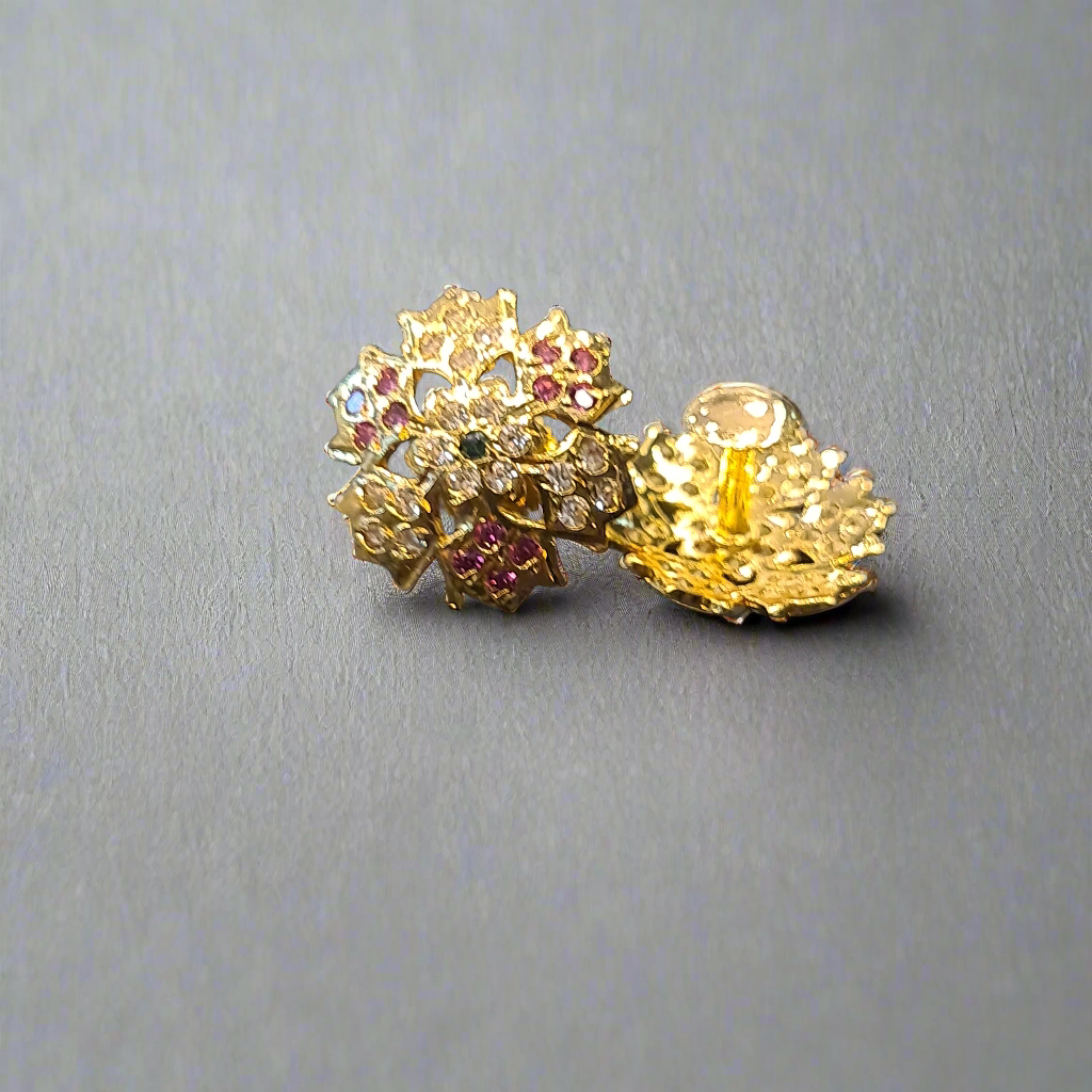 One Gram Gold Kammalu Earrings - Lightweight Daily Wear Studs