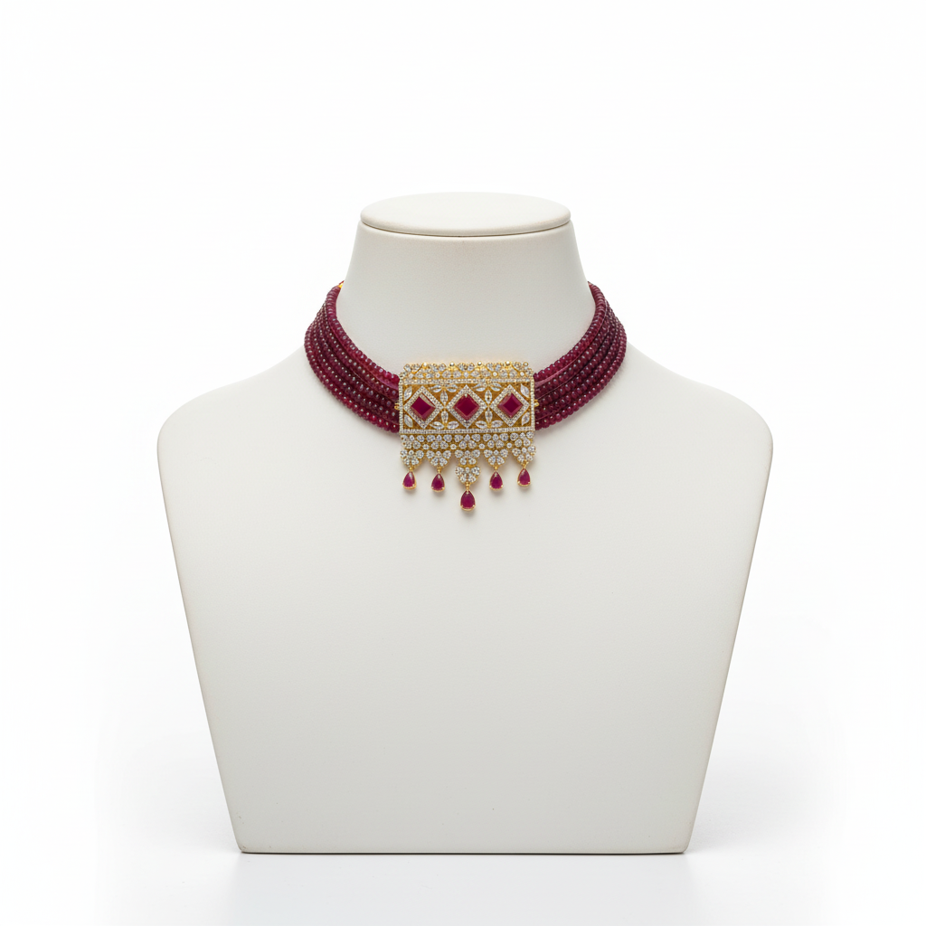 Beaded Choker Necklace Mannequin Display