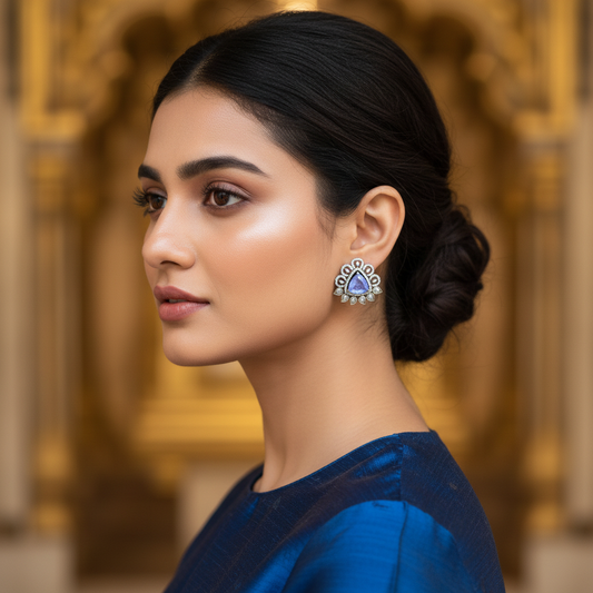 blue-purple Victorian stud earrings