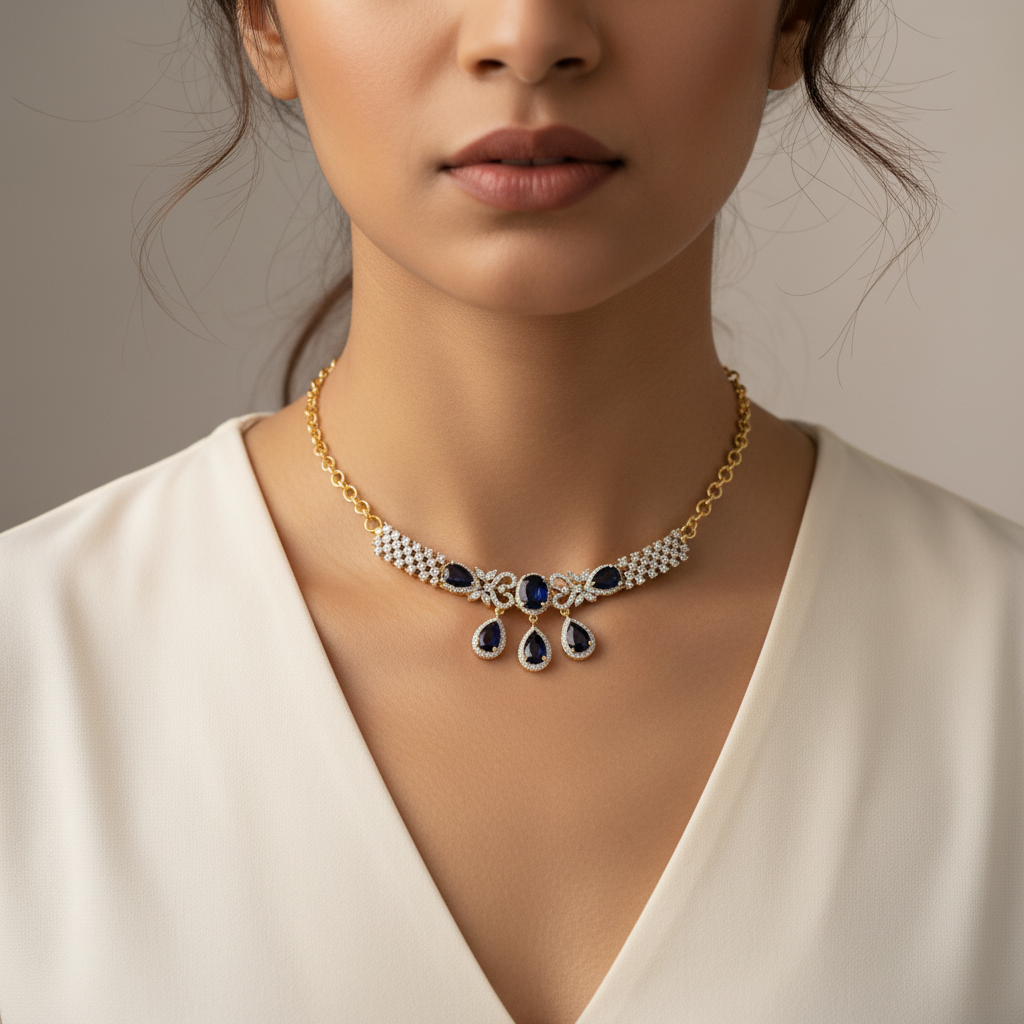 Blue Sapphire Choker Lifestyle