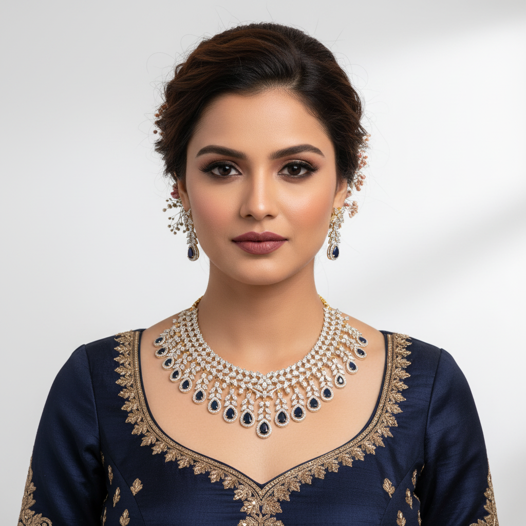 blue american diamond necklace