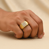 Bold Gold Zircon Ring - Men's Model Wear