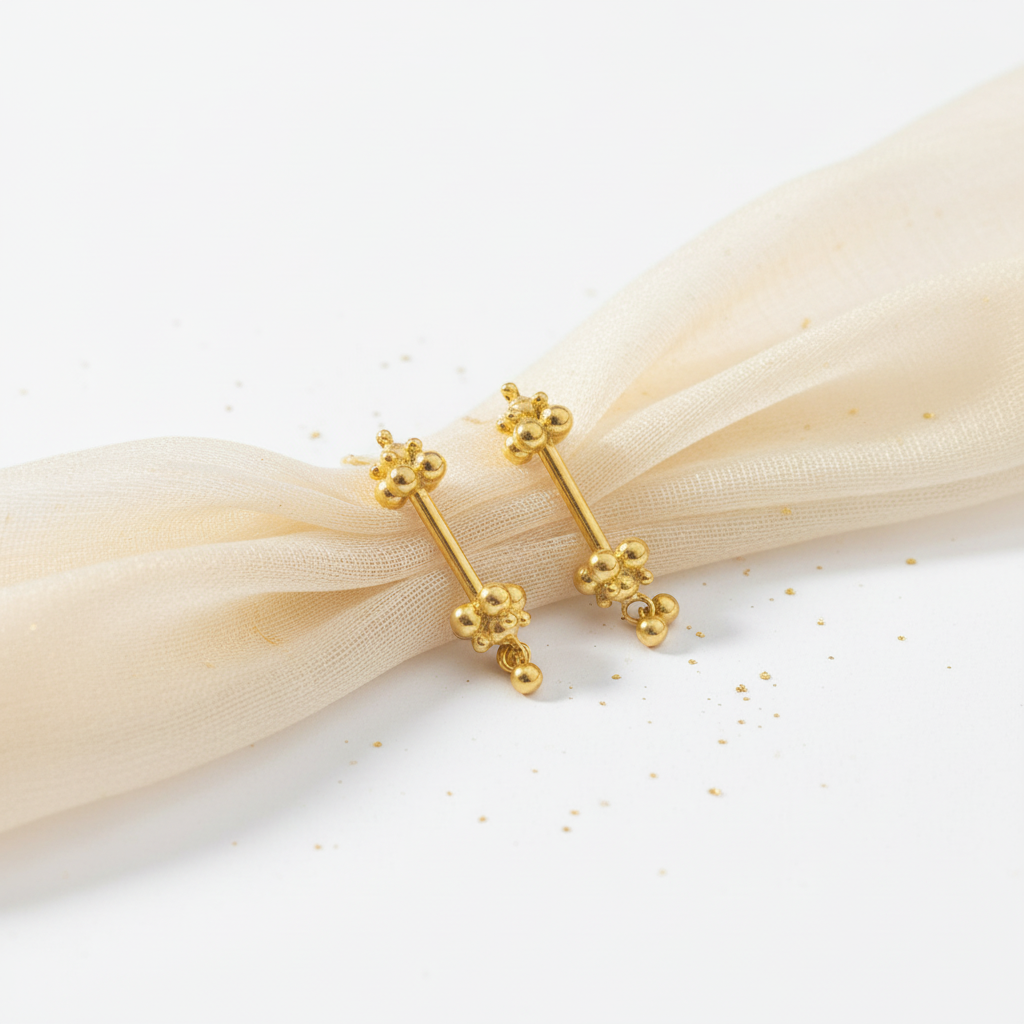 Bugudi Earrings with detailed white background