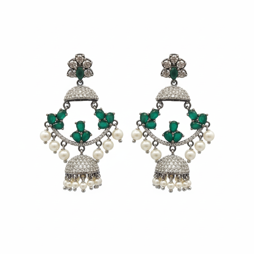 Chandbali Earrings White Background