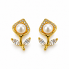 Clear pearl earrings on white background