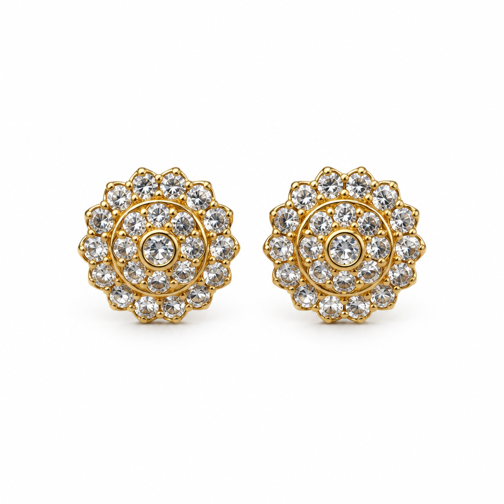 Clear-stone earring pair on white