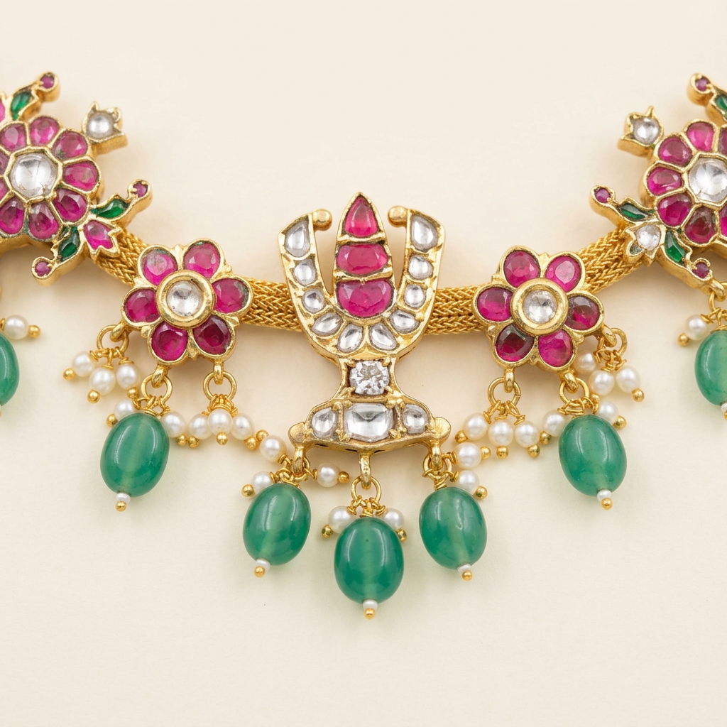 Close-up of necklace details