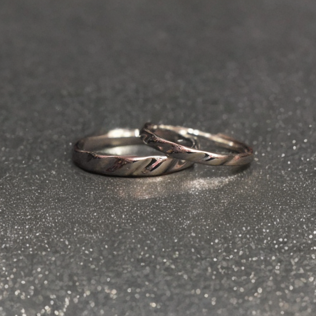 silver couple ring set
