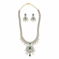 CZ Emerald Bridal Necklace Set – White Background