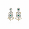 CZ Emerald Chandelier Earrings White Background