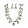 CZ Emerald Long Necklace Set White Background