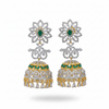 CZ Jhumka Green - White BG