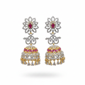 CZ Jhumka Pink - White BG