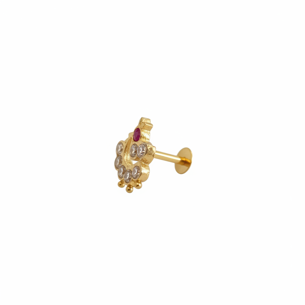 CZ Nose Pin - White Background Side