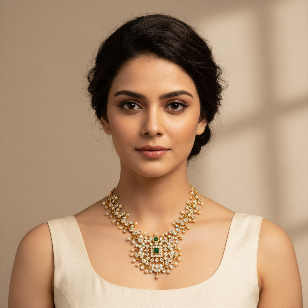 CZ Pearl Necklace Set -